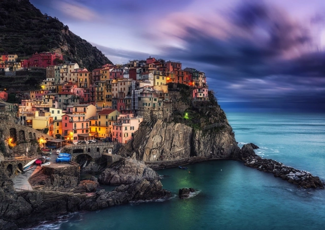 Puzzle Manarola la apus, Cinque Terre, Italia 1000 piese