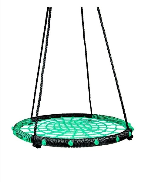 Leagăn rotund verde 80 cm cu plasă de frânghie – Verde