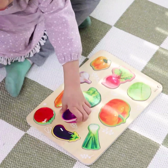 Puzzle din lemn Montessori legume