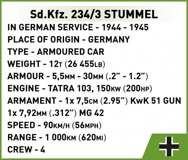 colecția istorică vehicul militar Sd.Kfz. 234/3 Stummel