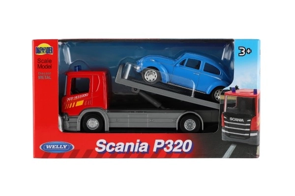 Platformă de tractare Welly Scania P320 cu mașină