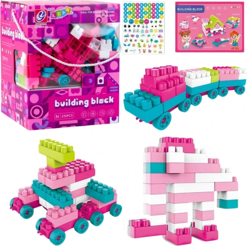 Cărămizi de construcție spațiale pastelate 230 piese roz