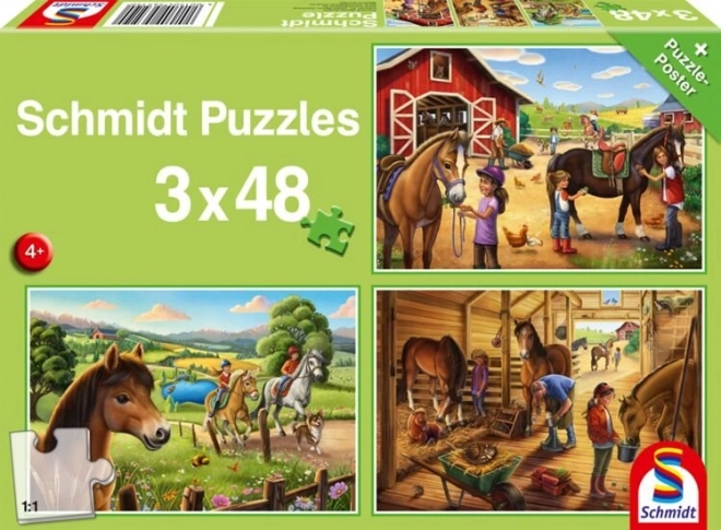 Puzzle Schmidt Caii Mei Îndrăgiți 3x48 piese