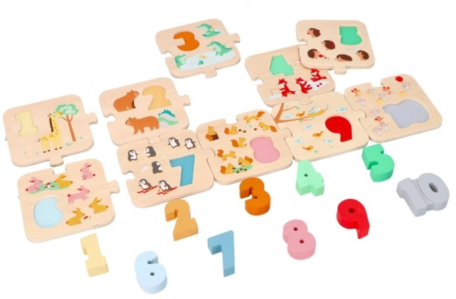 Puzzle din lemn cu animale - învățare Montessori