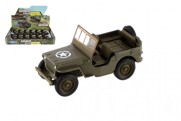 Auto Welly Jeep 1941 Willys MB teren militar plastic/metal 10cm motorizare prin reîntoarcere