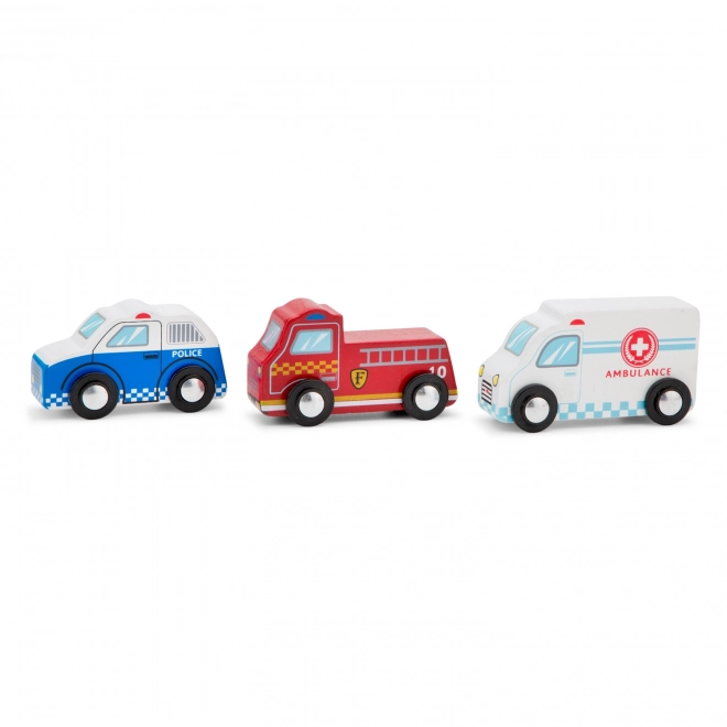 Set de vehicule de salvare din lemn pentru copii