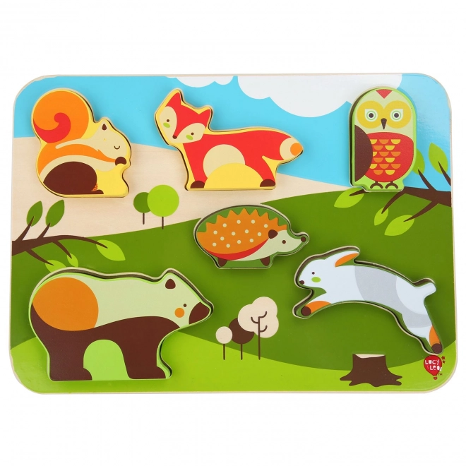 Puzzle din lemn cu animale din pădure Lucy & Leo