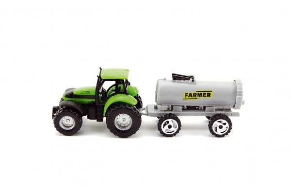 Tractor verde cu remorcă gri