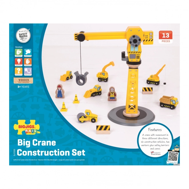 Jeřáb și mașini de construcții Bigjigs Rail