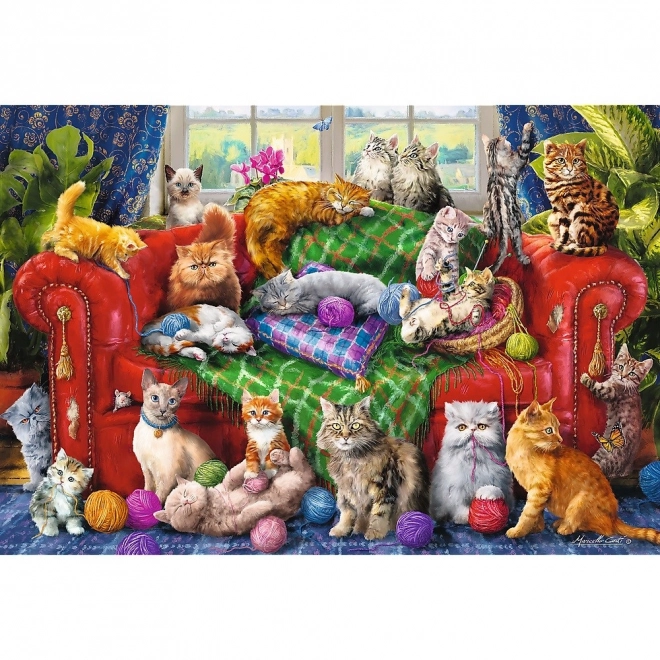 Puzzle pisici pe canapea 1500 piese