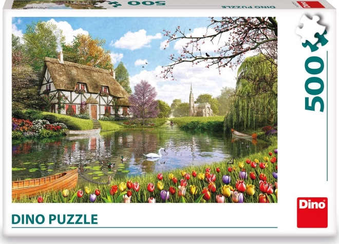 Puzzle Chata Lângă Lac 500 De Piese