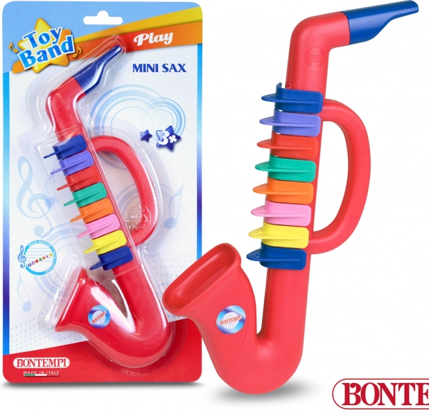 Saxofon de plastic roșu pentru copii cu 8 clapete