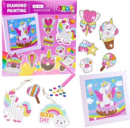Set creativ mozaic cu diamante, unicorni colorați