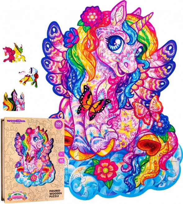 Puzzle de lemn colorat - unicorn de poveste