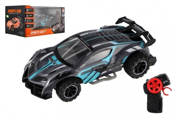 Mașină RC sport 2,4GHz 20cm șiclo-turcoaz pe baterii