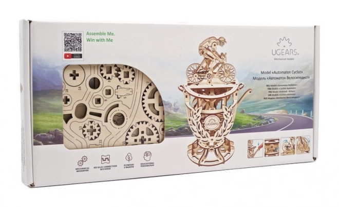 Puzzle mecanic din lemn Ugears - Ciclism autonom 3D