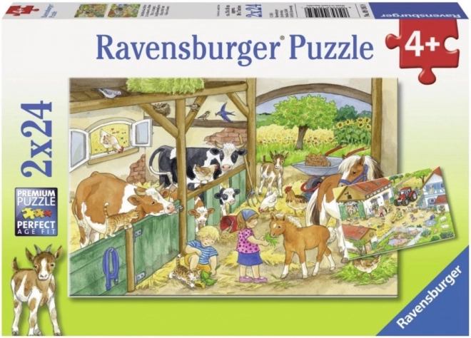 Puzzle Ravensburger zi la fermă 2x24 piese