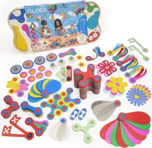 Clixo Family Party – set de construcție magnetic și flexibil, 150 piese