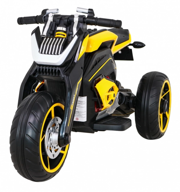 Viitoarea motocicletă pentru copii pe baterii galbenă + Panou audio + Pornire lină + Roți EVA