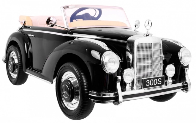 Mercedes Benz 300S Retro pentru copii Vopsea neagră + telecomandă + EVA + pornire lentă + LED MP3