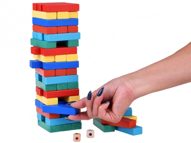 Jenga turnul clătinător din lemn cu blocuri colorate