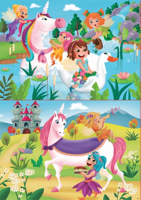 Puzzle Educa unicorni și zâne 2x20 piese