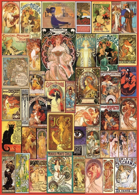 Puzzle colaj postere Art Nouveau 1000 piese