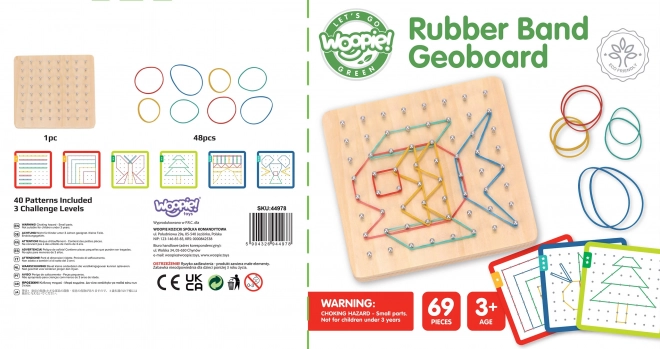 Jucărie educativă Geoplan cu elastice din lemn Woopie