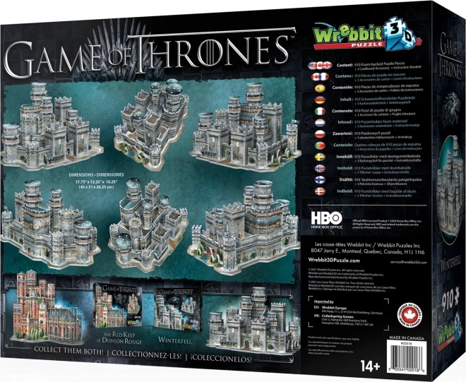 Puzzle 3D WREBBIT Jocul Tronurilor: Winterfell 910 piese
