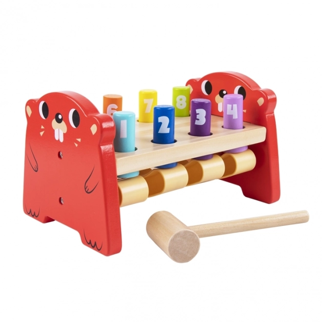 Ciocănel de lovire din lemn colorat pentru copii Tooky Toy