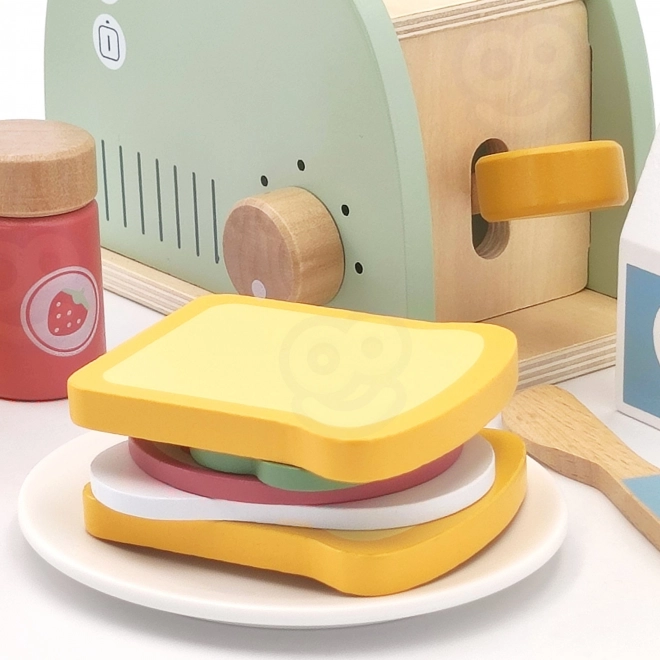 Set prăjitor de pâine din lemn pastel pentru micul dejun de la Tooky Toy