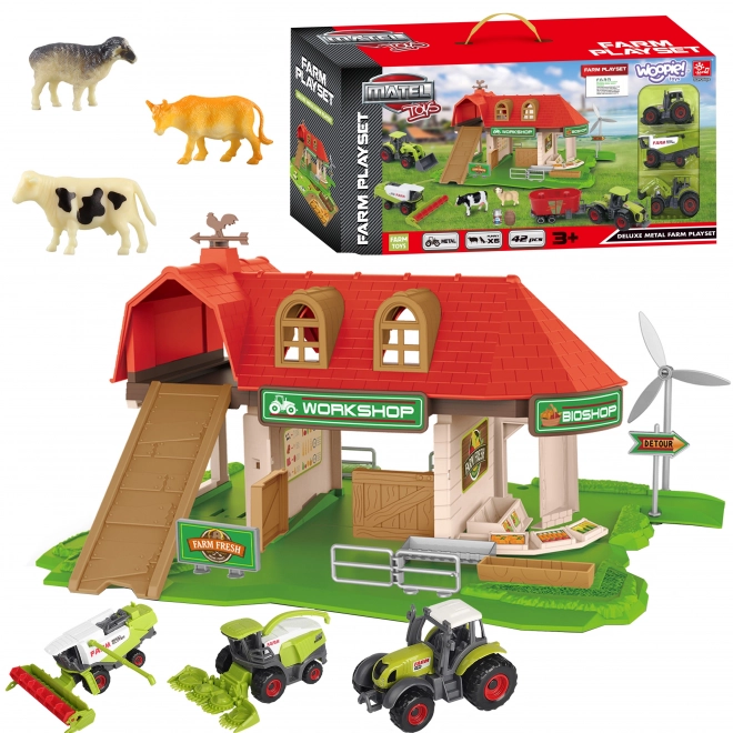 Set Fermă cu Tractoare și Figurine