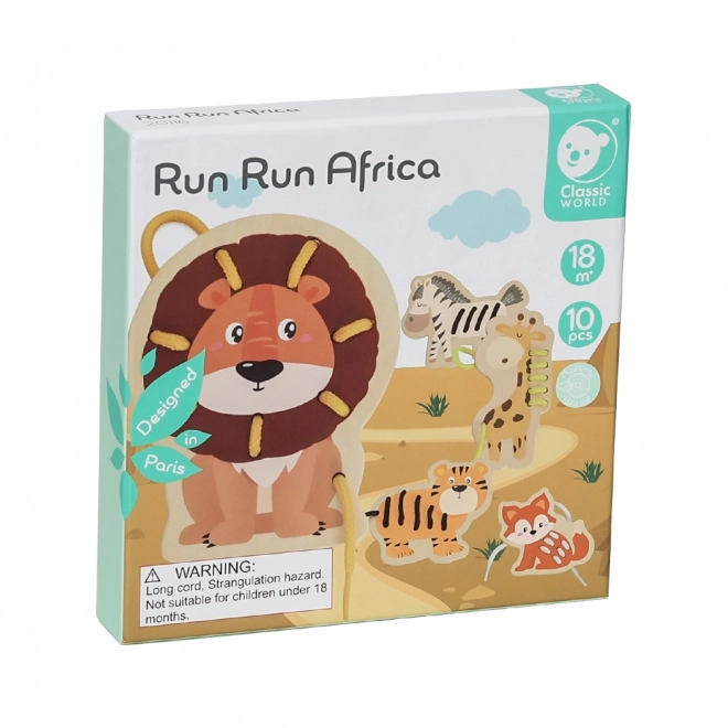 Jucărie din lemn de șnuruire Animale Africa