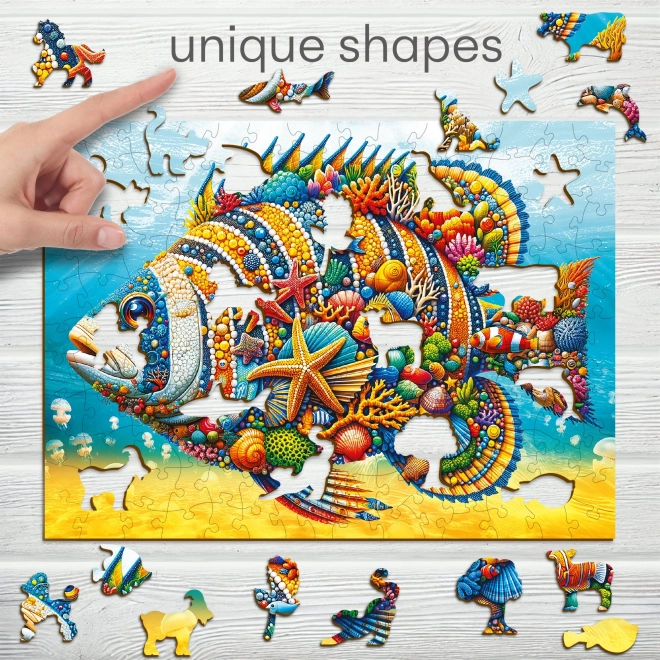 Puzzle din lemn pește la modă 150 piese