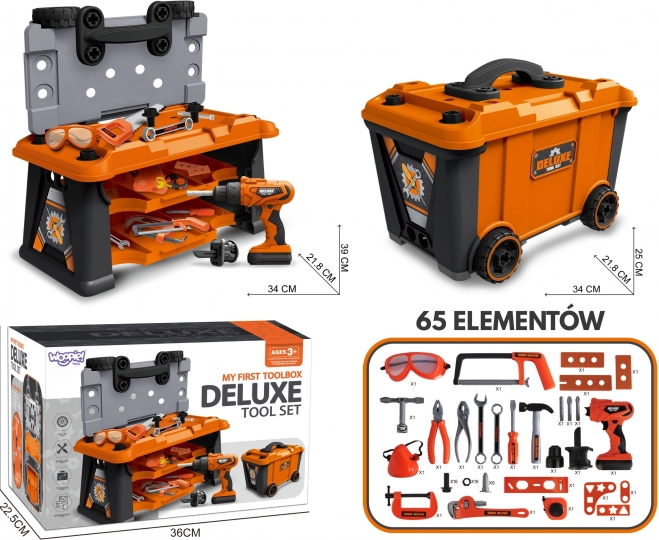 Troler de atelier mobil pentru scule 2v1 65 buc