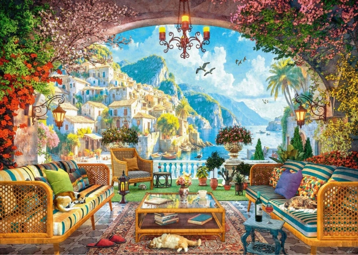 Puzzle RAVENSBURGER Vedere de basm asupra Mediteranei, 1000 piese