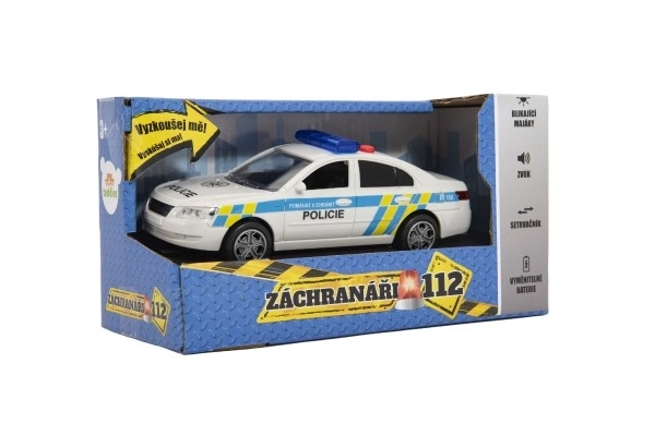 Mașină de poliție din plastic cu baterii, sunet și lumină