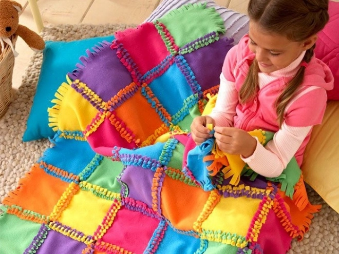 Set creativ patchwork cu pătură polară DIY