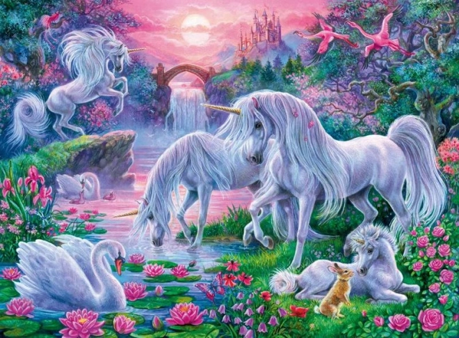 Puzzle Unicorni la Apus de Soare 150 de Piese