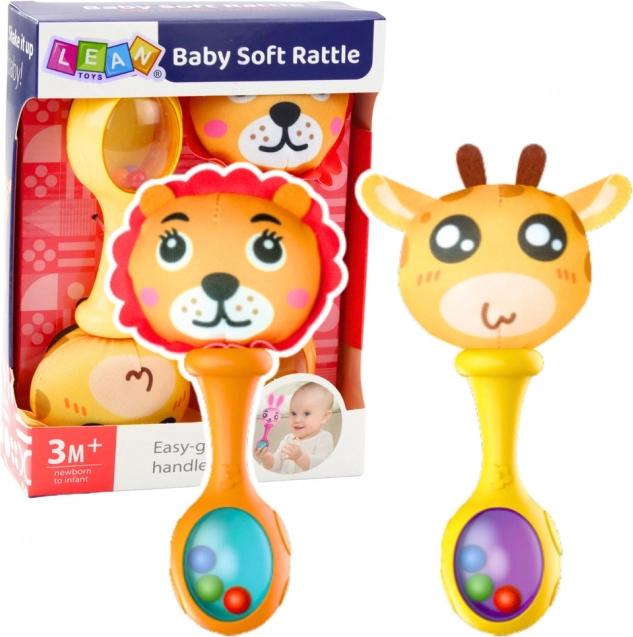 Set de jucării zgomotoase cu minge moale cu motive de leu și girafă