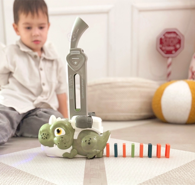 Dinozaur interactiv Domino tren WOOPIE, verde, set 8 buc