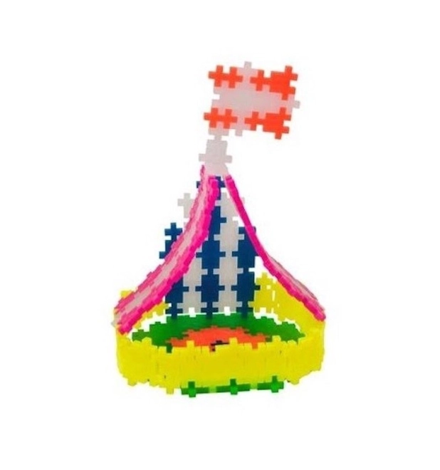 Set PlusPlus Mini Mix 600 piese pastel/neon cu 2 plăci constructive