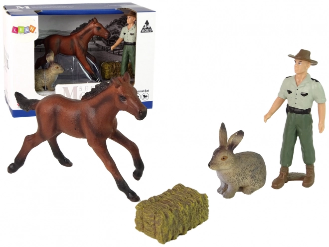 set figurine animale și fermier