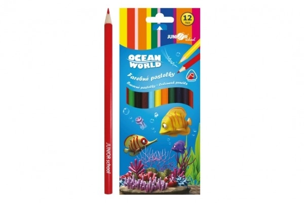 Pastelke colorate din lemn Ocean World set triunghiular 12 bucăți