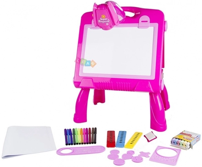 Tablă roz cu proiector pentru desen și pictură