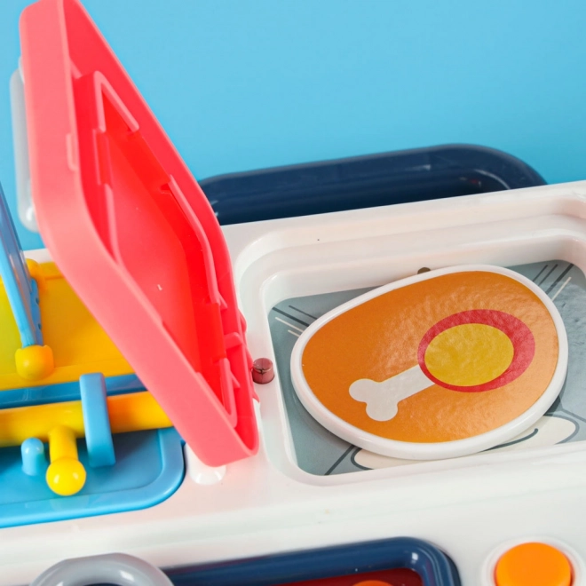Tablă de manipulare Montessori cu elemente de bucătărie și ceas de învățare