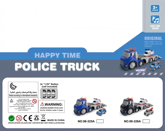 Woopie Vagon Poliție Albastru City Truck cu Efecte Luminoase și Sonore