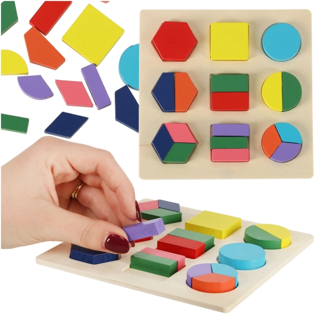 Puzzle din lemn forme geometrice