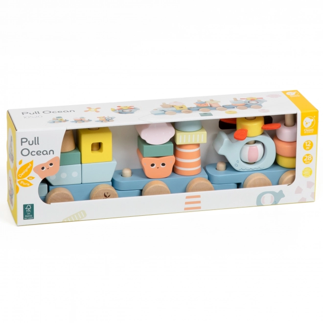 Montessori trenuleț ocean din lemn