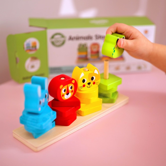Piramidă Montessori cu animăluțe Woopie Green